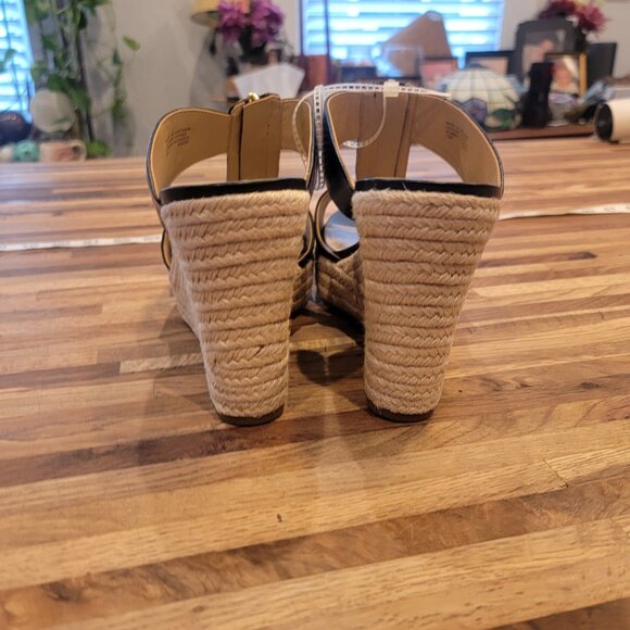 Michael Kors Bradley Black Leather Wedge Sandal MSRP $230 - Picture 5 of 14